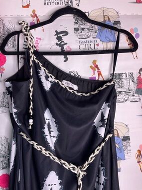 Black & White Maxi Dress with Braided Rope Details